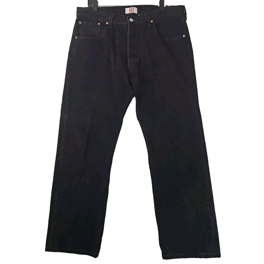 Levi's 501~Men's Size 38/30~ Black Button Fly Straight Leg Original Jeans Cotton
